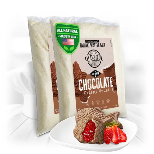 Miniatura 15 de OldSoul Professional Taiyaki Waffle Mix Sin gluten y vegano Crujiente Sabor chocolate 5 libras 84 waffles (5 libras, sin gluten y vegano)