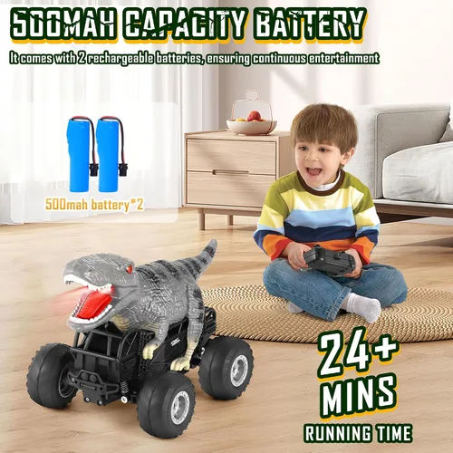 Miniatura 6 de Auto de Control Remoto, 2.4GHz 1:18 Autos RC con Luz, 98 Pies 8KM/H 2 Baterías Recargables, Juguete de Camión Monstruo de Control Remoto Todo Verde