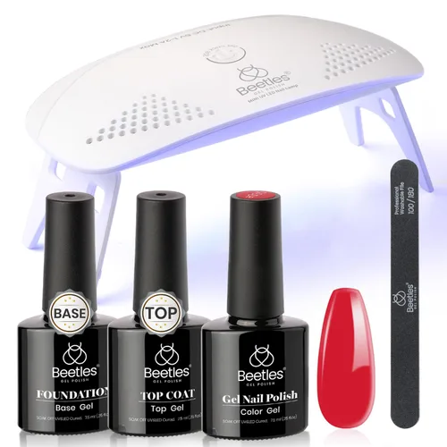 Miniatura 14 de Kit de esmalte de uñas en gel negro de Beetles con luz UV, juego de 5 esmaltes de uñas en gel con base y capa superior y lima de uñas