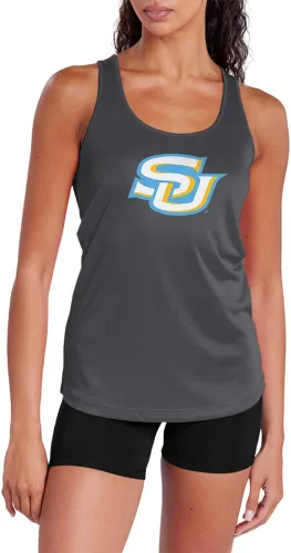 Miniatura 58 de Camiseta deportiva sin mangas oficial de NCAA Collegiate para mujer, con espalda cruzada, colección con logotipo primario