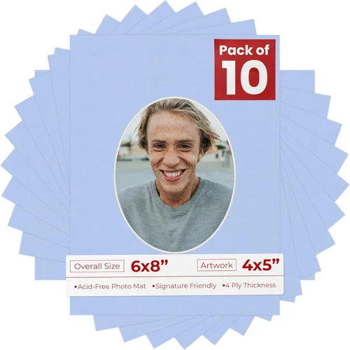 Miniatura 96 de Alfombrilla de 6 x 8 pulgadas, corte biselado para fotos de 4 x 5 pulgadas, diseño ovalado de color gris medio, sin ácidos, mate para proteger tus
