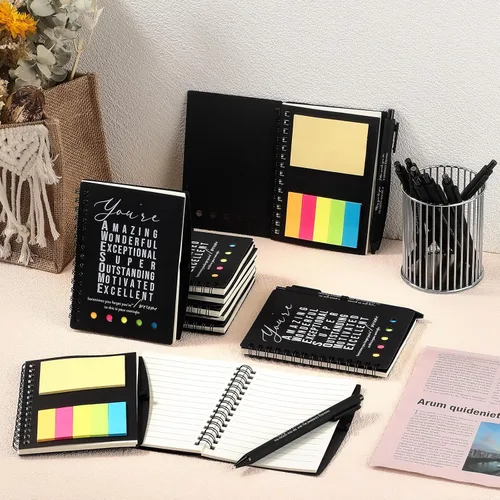 Miniatura 4 de Jetec 20 piezas/10 juegos de regalo para profesores, cuaderno motivacional en espiral con notas adhesivas, bolígrafo a granel, diarios inspiradores