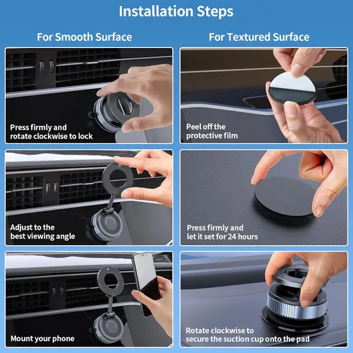 Miniatura 5 de Soporte magnético de teléfono para automóvil al vacío, soporte de teléfono con succión de rotación de 360°, soporte magnético plegable para tu