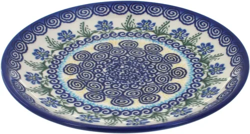 Miniatura 4 de Platos de postre amarillos Alyssa de cerámica polaca de Blue Rose - Diámetro de 7.5" - Hermoso plato para pastel, aperitivos o bocadillos
