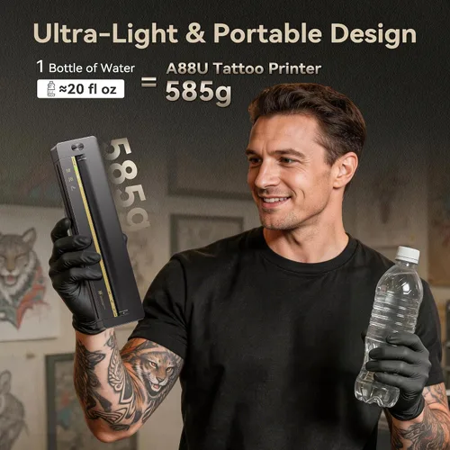 Miniatura 7 de TATTMUSE Kit de impresora de plantillas de tatuaje para principiantes, impresora térmica portátil de tatuajes para artistas, impresora de plantillas