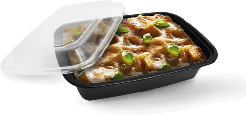 Miniatura 2 de 50 sets Rectángulo 24oz Recipientes de preparación de comidas con tapas para microondas Contenedor de comida plástico BPA libre rectángulo