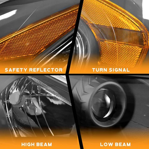 Miniatura 3 de WEELMOTO Faros delanteros para Nissan Altima 4Dr Sedan 2013-2015 2013-2015 reemplazo para 2013 2014 2015 Altima carcasa negra reflector ámbar