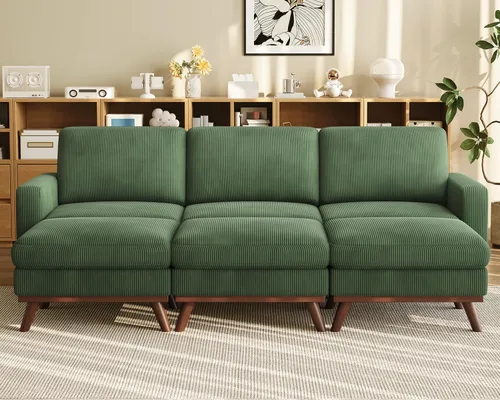 Miniatura 18 de Vesgantti Sofá modular en forma de U de 119 pulgadas, sofá modular de pana con asiento profundo y soporte de resortes, sofá convertible con 2 Beige