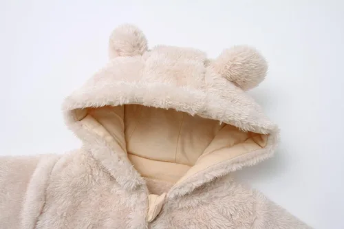 Miniatura 2 de Mono de bebé recién nacido con capucha de forro polar de manga larga