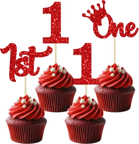 Miniatura 28 de 24 piezas de adornos para cupcakes de tercer cumpleaños, adornos para cupcakes de tercer cumpleaños con purpurina, tres adornos para cupcakes