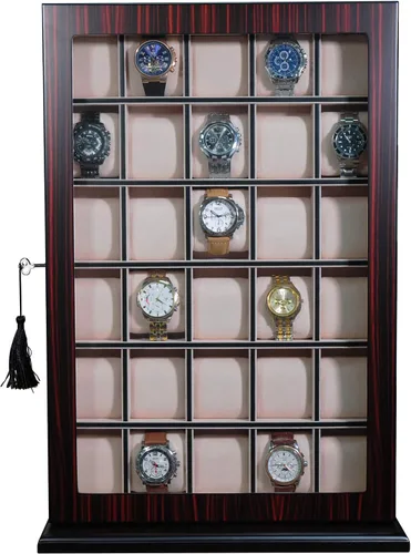 Miniatura 2 de TimelyBuys Caja organizadora de 30 piezas de madera de ébano para colgar en la pared, caja organizadora de almacenamiento y soporte para regalo