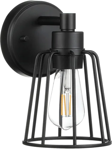 Miniatura 2 de XiNBEi Lighting Aplique de pared, apliques de jaula vintage, iluminación de pared, lámpara negra de granja XB-W1287-1-MB