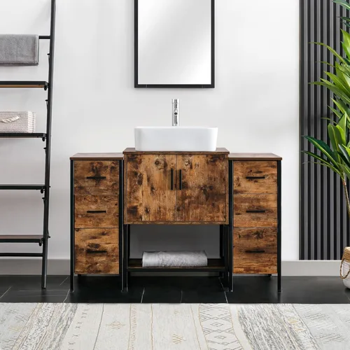 Miniatura 26 de eclife Combo de Tocador de Baño de 36" con Lavabo, Gabinete Moderno de Soporte de Metal con Estante Inferior y Gabinete Lateral de Almacenamiento