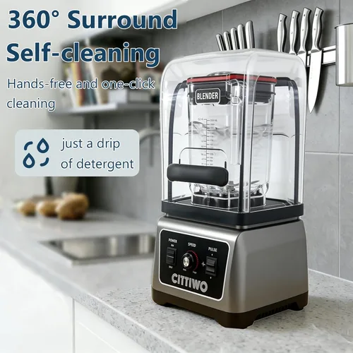 Miniatura 5 de Cittiwo - Licuadora comercial para restaurante resistente con tarro de 64 onzas, licuadora de batidos de grado profesional de 2200 W, trituradora