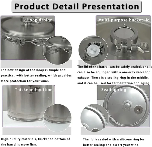 Miniatura 5 de 60L 304/316 Nuevo barril de fermentación de acero inoxidable barril fermentador de barril de vino autoferizado vino sellado equipo de fabricación