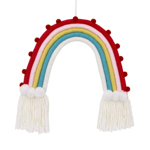 NoJo Tapiz arcoíris y decoración de pared de hilo blanco, rojo, rosa, amarillo, azul (7113019P)