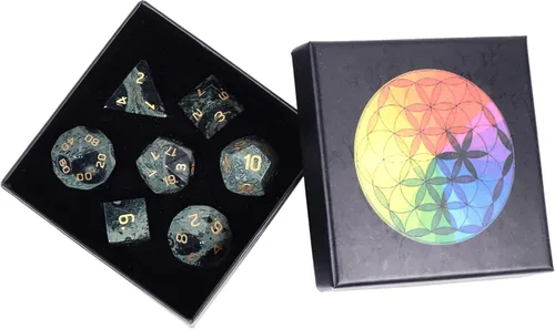 Miniatura 13 de Nupuyai Juego de dados poliédricos D&D de cristal de cuarzo rosa curativo con caja para Calabozos y Dragones, juego de 7 dados de mesa para RPG MTG