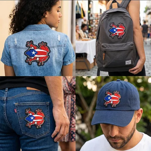 Miniatura 2 de Parche para planchar con bandera de Puerto Rico Boricua Puerto Rico PR Quality Design Accesorio Ropa Jeans Mochilas Camisa, Sombreros Chaquetas