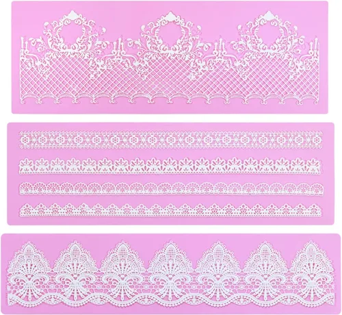 Miniatura 7 de Moldes de encaje en relieve, tapete de encaje de flores de múltiples círculos, moldes de silicona para decoración de pasteles, moldes de encaje