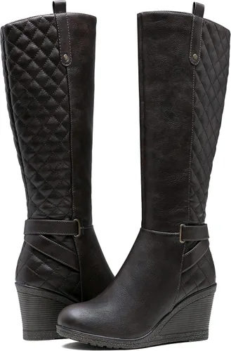Miniatura 5 de Vepose Botas altas hasta la rodilla para mujer 9652 Botas de cuña con cremallera lateral