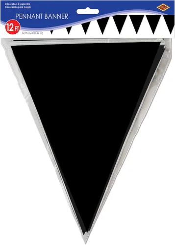 Miniatura 5 de Beistle Banderín negro para interiores y exteriores, decoración de pared de fiesta deportiva y cumpleaños, 11 pulgadas por 12 pies