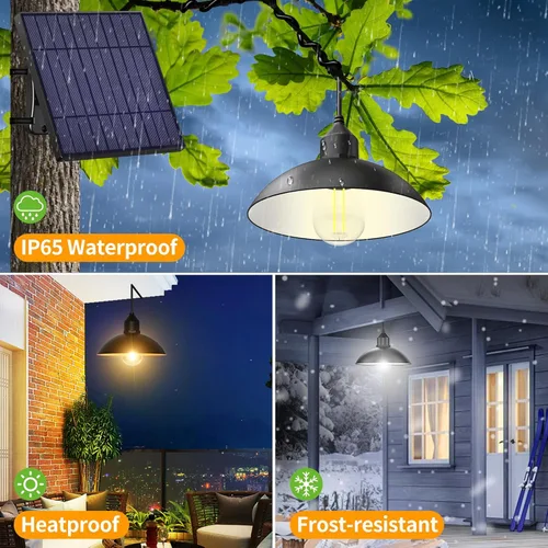 Miniatura 2 de Lightonight Luz Solar para Cobertizo Luz Colgante Exterior con Panel Solar de 4000mAh Cálida/Blanca Regulable con Control Remoto, Luz Colgante