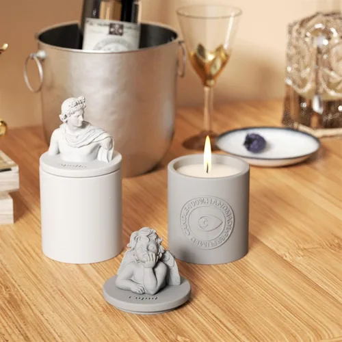 Miniatura 2 de BOOWAN NICOLE Tarro de vela Molde de silicona para macetas de hormigón, herramientas de fabricación de almacenamiento de cemento casero SH0815