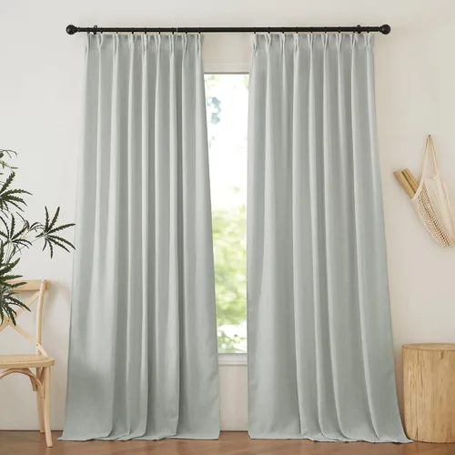 Miniatura 20 de NICETOWN Cortinas transparentes de lino de 84 pulgadas de largo, cortinas transparentes con pinza y bolsillo para barra con pestaña trasera