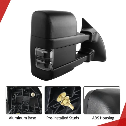Miniatura 7 de YITAMOTOR Espejos de remolque compatibles con Ford F250 F350 F450 F550 Super Duty 2008-2016, señal de giro LED con calefacción eléctrica, manual
