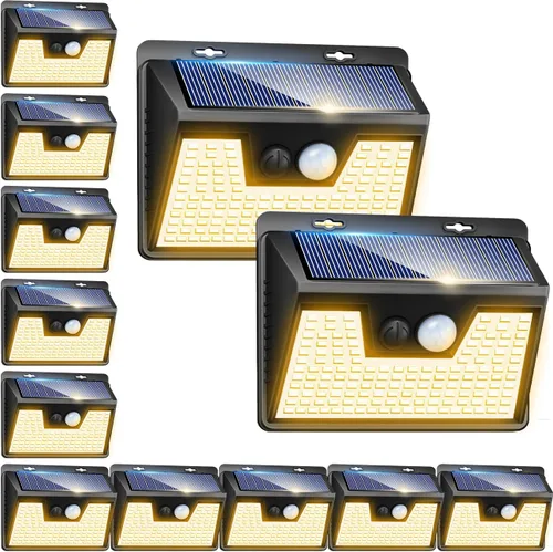 Miniatura 26 de Peasur Luces Solares para Exteriores con Sensor de Movimiento, 140 LED Luz Solar Alimentada por Energía Solar para Cerca Impermeable, 3 Modos