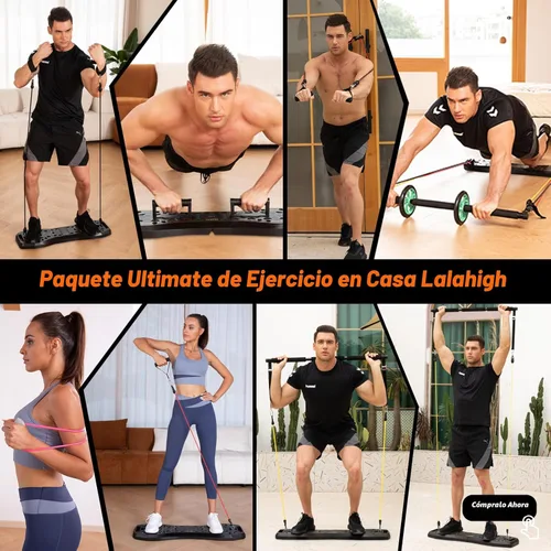 Miniatura 2 de LALAHIGH Push Up Board,36 in 1 Home Gym Equipment with Ab Roller Wheel & Resistance Bands, Portable Foldable Workout Board for Full Body Strength