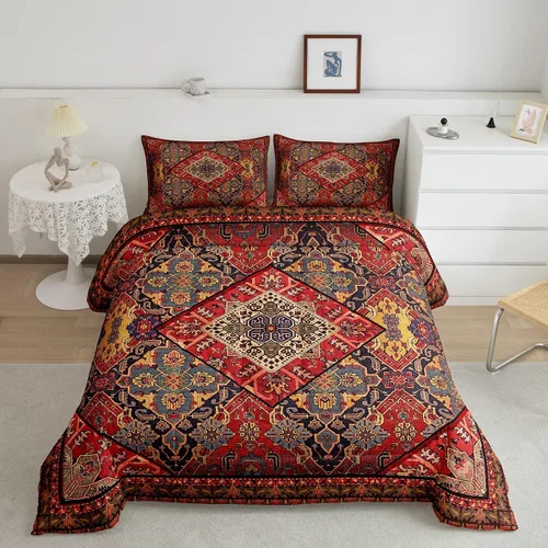 Miniatura 28 de Erosebridal Juego de edredón exótico tamaño individual, ropa de cama tribal, estadounidense, suroeste, étnico, bohemio, abstracto, geométrico, juego