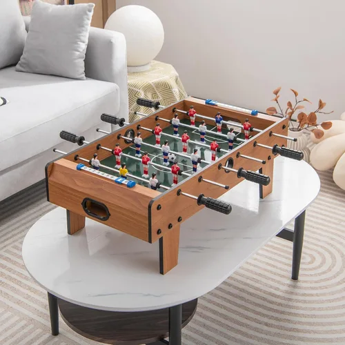 Miniatura 7 de GYMAX Juego de futbolín de mesa, mini mesa de futbolín de 27 pulgadas con 2 bolas y marcador de puntuación, fácil de montar, juego de fútbol de mesa