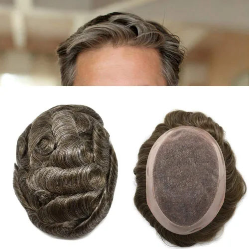 Miniatura 65 de Toupee cabello humano fino mono revestimiento de poliéster alrededor de la postizo duradero NPU monofilamento sistema de reemplazo de cabello