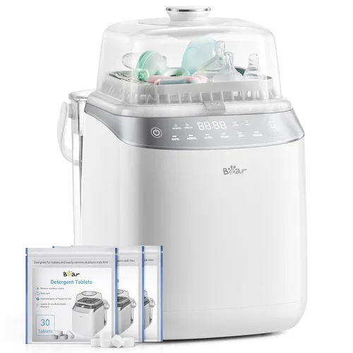 Lavadora de Biberones Bear Pro, Lavadora y Esterilizador y Secador de Biberones - Todo en una Máquina para Biberones, Piezas de Bomba y Artículos