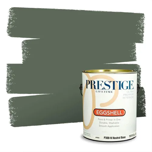 Miniatura 251 de Prestige Paints - Pintura exterior e imprimación en uno, 1 galón, plano, compatibilidad comparable con el color menta «Whipped Mint» de Behr