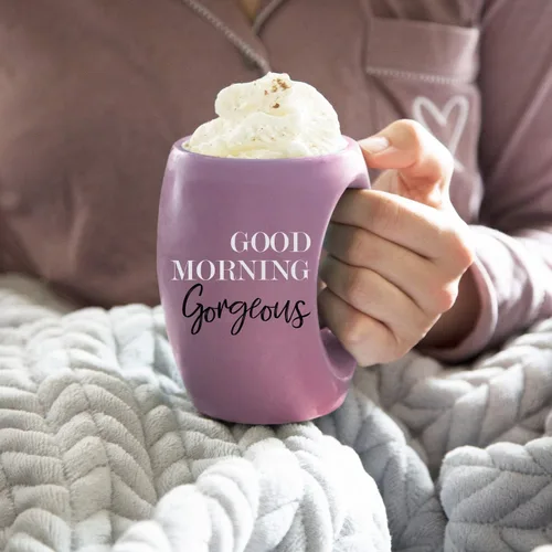 Miniatura 5 de Pavilion - Good Morning Gorgeous - Taza de café de 16 onzas con calentamiento de manos, color morado Púrpura
