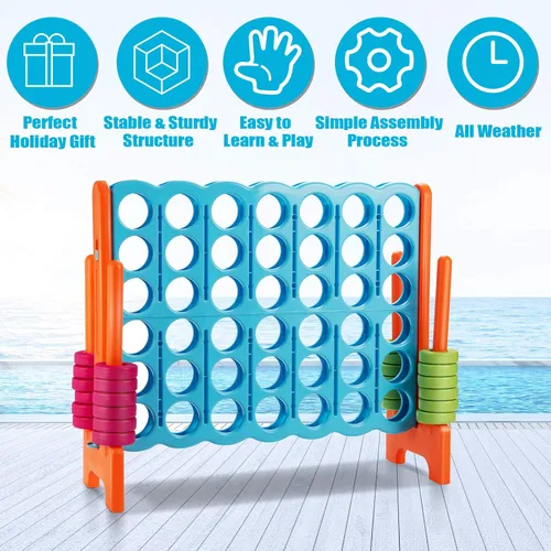 Miniatura 8 de Costzon Giant 4 en una fila, Juego de mesa Jumbo de 4 a puntuación para niños y adultos, juego de conexión de patio interior y exterior, 1.07 m