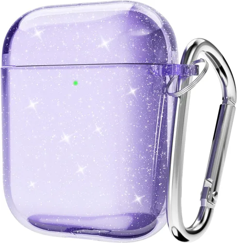 Miniatura 24 de Svanove Funda para Airpods Transparente con Purpurina, Funda Brillante y Bonita para Airpods de 1ª y 2ª Generación con Llavero, Carcasa Rígida