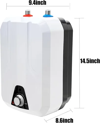 Miniatura 2 de Mini calentador de agua eléctrico de 1.5 KW 2.1 galones pequeño debajo del fregadero, calentador eléctrico de agua caliente para cocina y hogar