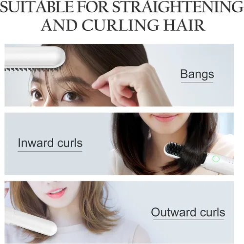 Miniatura 6 de ANLAN Cepillo alisador de pelo inalámbrico portátil para viajes, mini peine alisador iónico caliente para mujeres, recargable y apto para viajes