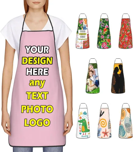 Miniatura 13 de Delantales impermeables personalizados para diseñar tu propia foto logotipo texto para cocinar hornear 28.3 x 20.4 pulgadas