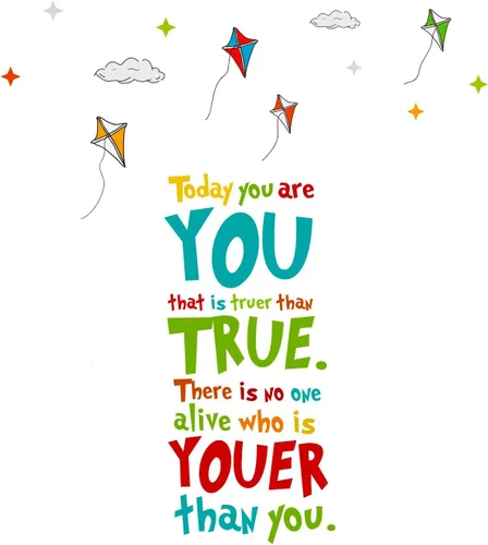 Miniatura 6 de Lchen Calcomanías de pared de PVC con texto en inglés "Today You are You That is Truer Than True There is No One Alive Who is Youer Than Youer Than