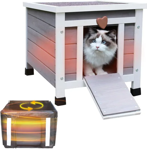 Miniatura 9 de Casa para gatos resistente a la intemperie para gatos al aire libre en invierno, refugio para gatos al aire libre 100% aislado en todo el perímetro