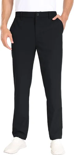 MoFiz Pantalones de golf ajustados para hombre, con 2 bolsillos con cremallera, ligeros, elásticos, casuales, para viajes, trabajo, para hombre