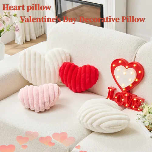 Miniatura 2 de 2 almohadas de corazón rojo y blanco, almohadas decorativas, almohadas en forma de corazón para cama, sofá, silla, dormitorio, habitación. Bonita