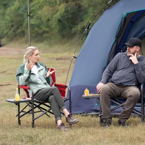 Miniatura 2 de TIMBER RIDGE Silla de camping de aluminio extra grande, silla de director portátil y ligera con mesa auxiliar, bolsillo lateral desmontable para Rojo