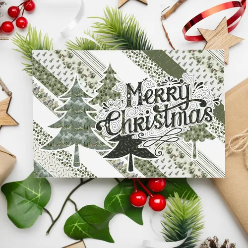 Miniatura 7 de Whaline 12 Rollos Cinta Washi Bosque Verde Acuarela Vegetación Navideña Cinta de Enmascarar Patrón de Plantas de Árboles Verdes del Bosque Cinta
