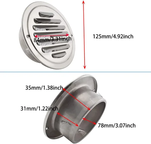 Miniatura 3 de SDTC Tech Cubierta redonda de rejilla de ventilación de aire de 3 pulgadas de acero inoxidable con rejilla de ventilación de pared con malla