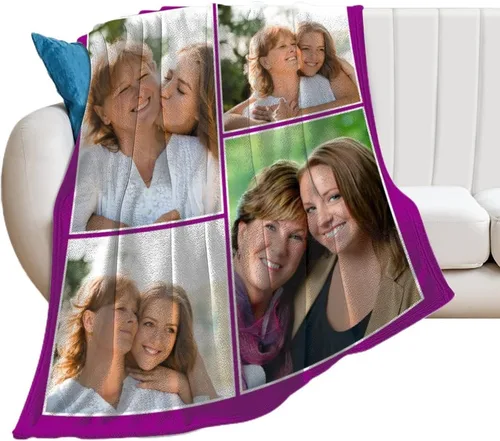 Miniatura 28 de Manta personalizada con imagen, nombre y texto, fotos y nombre, suave y acogedora manta conmemorativa de felpa, regalo para amantes del día de San